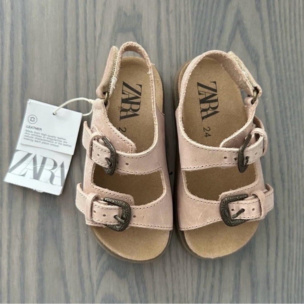 ZARA TODDLER GIRL BUCKLED LEATHER SANDALS - Picture 4 of 6